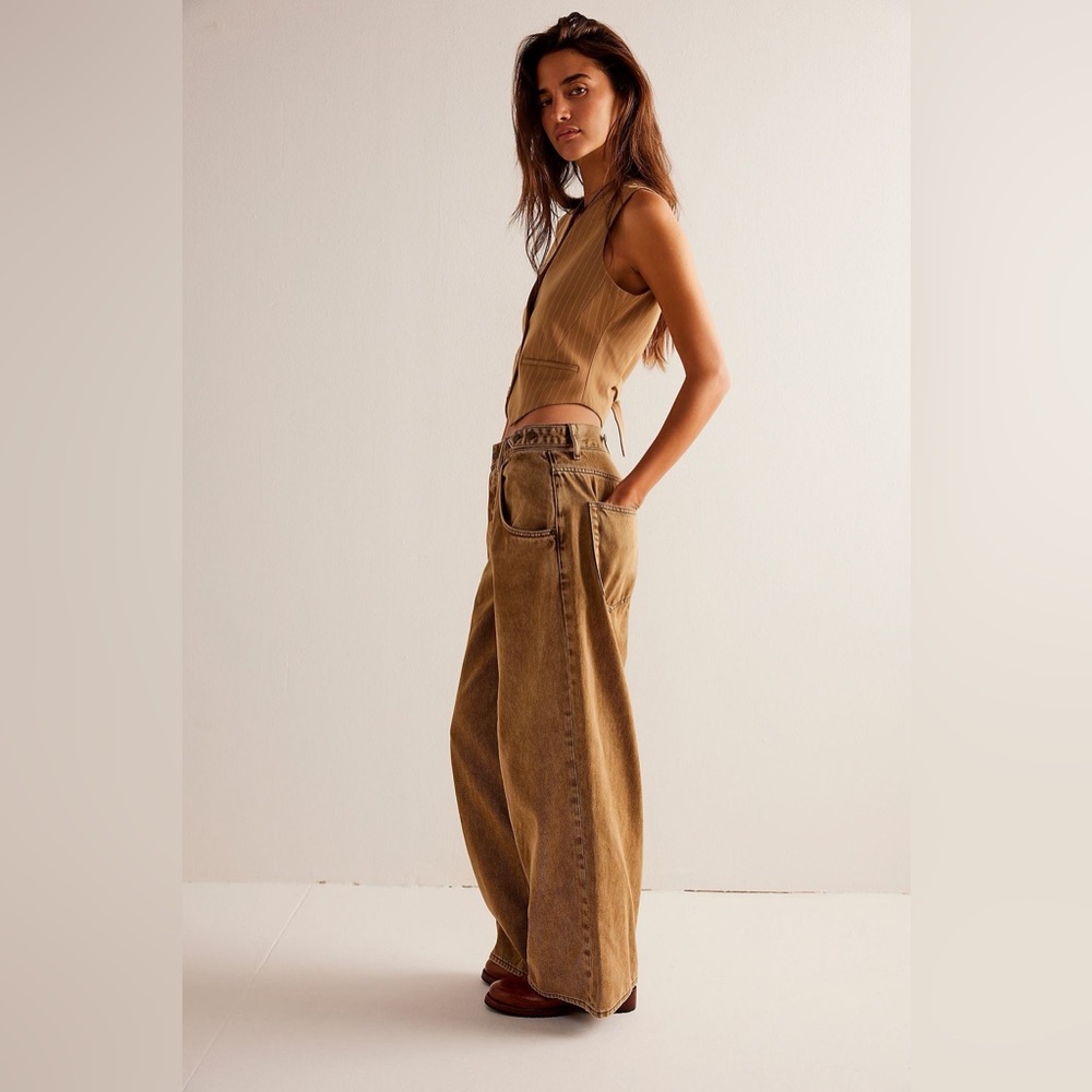 Chocolate Brown high rise wide leg 5 size 27 gogo - BNWT
